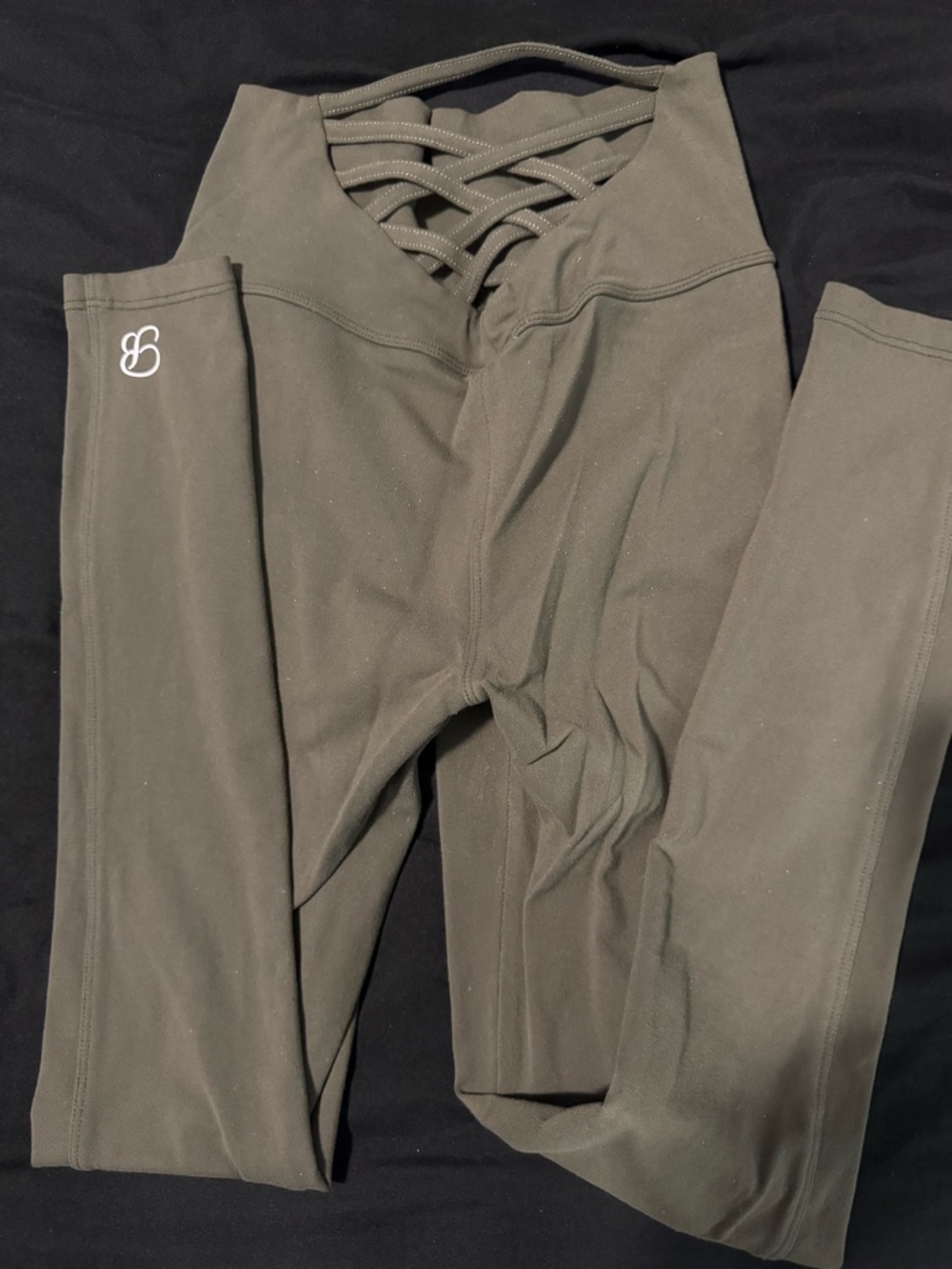 Crisscross High Waist Leggings - Olive Green